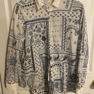 EUC Johnny Was Workshop Ladies Sz S Heavily Embroidered Button Down Shirt